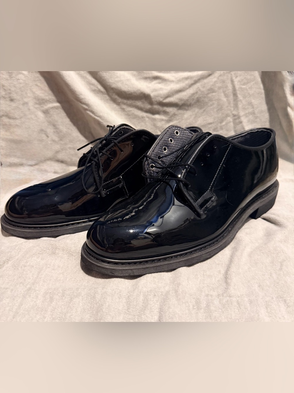 Bates Men's Uniform High Gloss Oxford Dress Shoes Vibram Sole Size 9